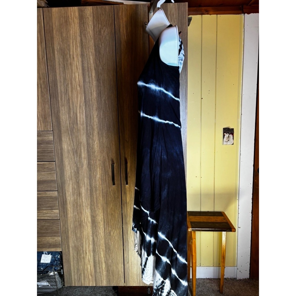 304. Wishlist Black White Tie Dye High Low Maxi Dress Womens Boho Summer - Picture 4 of 5